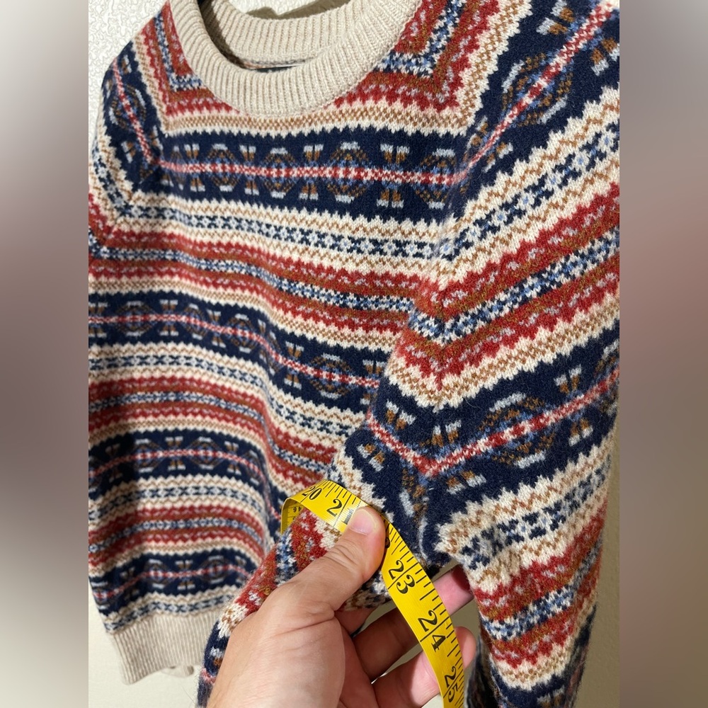 J. Crew Lambswool Sweater in Red, Blue, and Cream - Picture 5 of 6